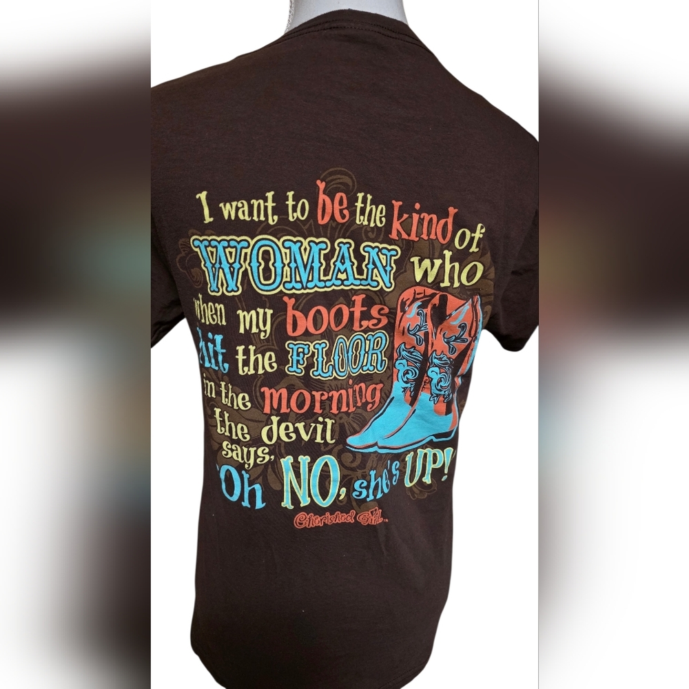 Christian Cowgirl Graphic Tee  “Oh No, She’s Up!” Faith-Based Women’s T-Shirt S - Picture 4 of 10